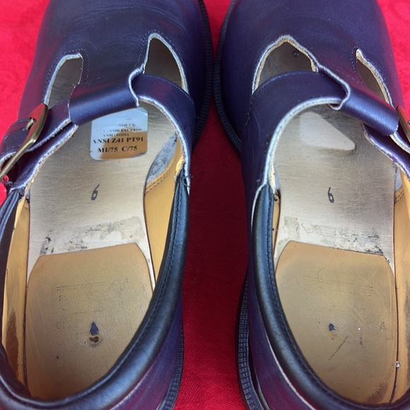🏴 Vintage MIE Dr. Martens Purple Steel Toe Chunky Mary Jane UK 6 - Picture 14 of 17